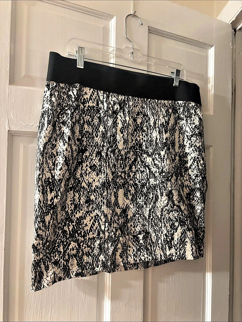 Animal Print Mini Skirt in Black & White Like New